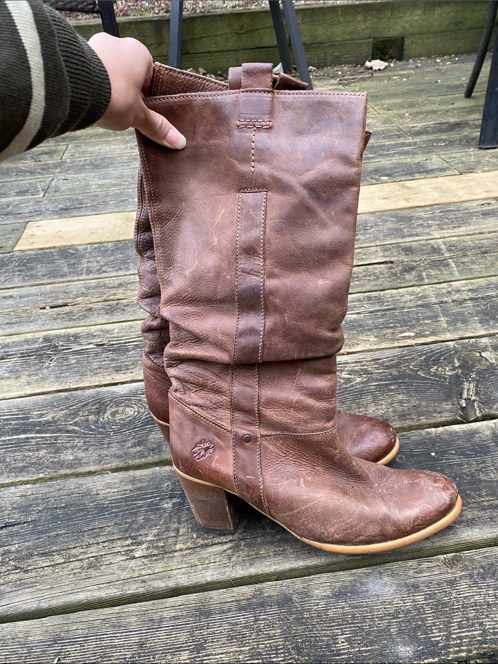 Vintage Fly London Brown Leather Women’s Mid-Calf Heel Boots